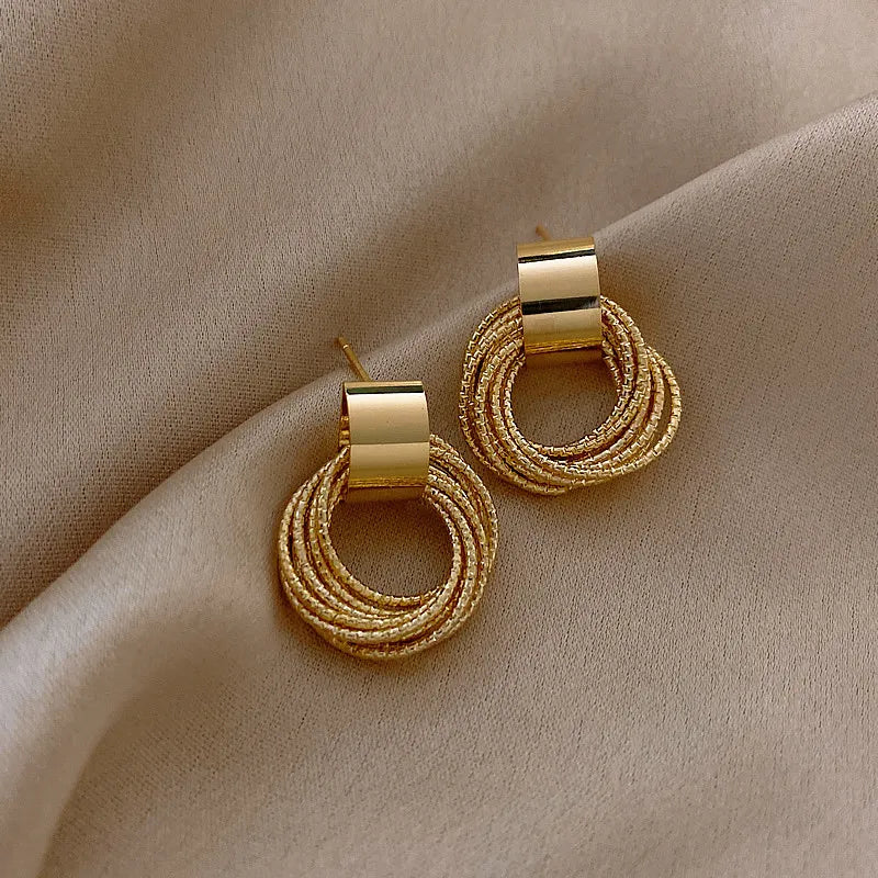 Retro Metallic Gold Color Multiple Small Circle Pendant Earrings 2022 New Jewelry Fashion Wedding Party Earrings For Woman - Giftcare 