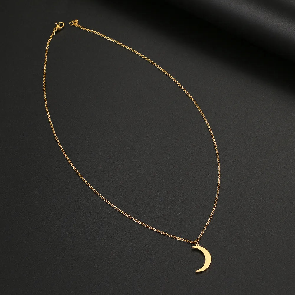 Stainless Steel Necklace New Fashion Moon Chain Pendant Simplicity Necklaces For Women Jewelry Accessories Party Charm Gifts - Giftcare 