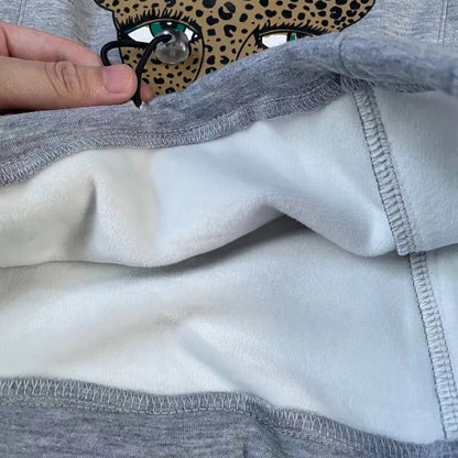 Spring Winter Girls Sweat Shirt Baby Hoodies For Kids Pullover Tops Children Warm Clothes Fashion Leopard Print Velvet 2 To 7 Yr - Giftcare 