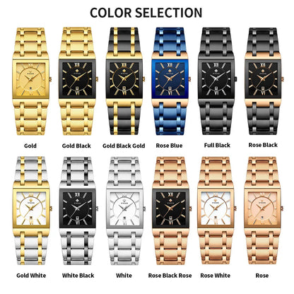 Relogio Masculino WWOOR Gold Watch Men Square Mens Watches Top Brand Luxury Golden Quartz Stainless Steel Waterproof Wrist Watch - Giftcare 