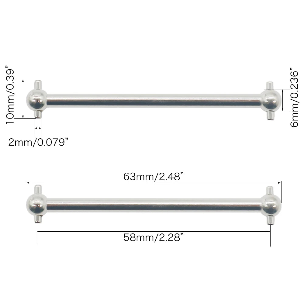 2pcs/set Steel Metal RC Car Drive Shaft Dogbone Overall Length 61mm 63mm 70mm 77mm 84mm 87mm 89.5mm 100mm hsp Wltoy Redcat