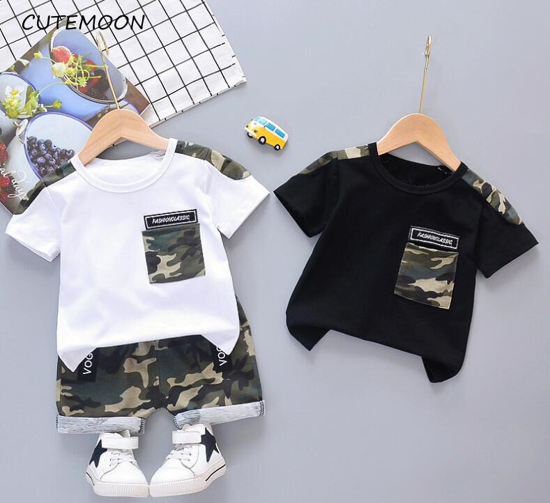 CUTEMOON baby clothing set summer fashion cotton t-shirt+comouflage shorts 2pcs infant newborn outfits for bebes tracksuit - Giftcare 
