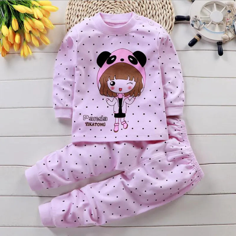 Children Long Sleeve Cotton Kids Cartoon Sleepwear Baby Clothing Set Autumn Cotton Nightwear Boys Girls Animal Pyjamas Set - Giftcare 