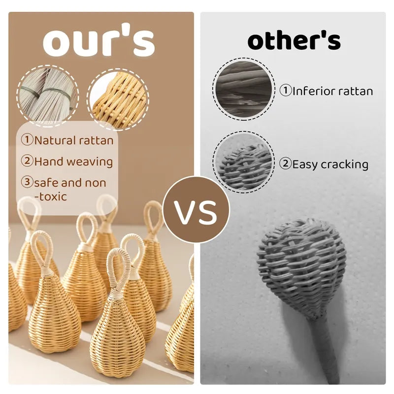 Handmade Rattan Rattles Educational Toys for Kids Crib Mobile Hand Bell Baby Accessories Infant Sensory Toy Baby Teether GIfts - Giftcare 
