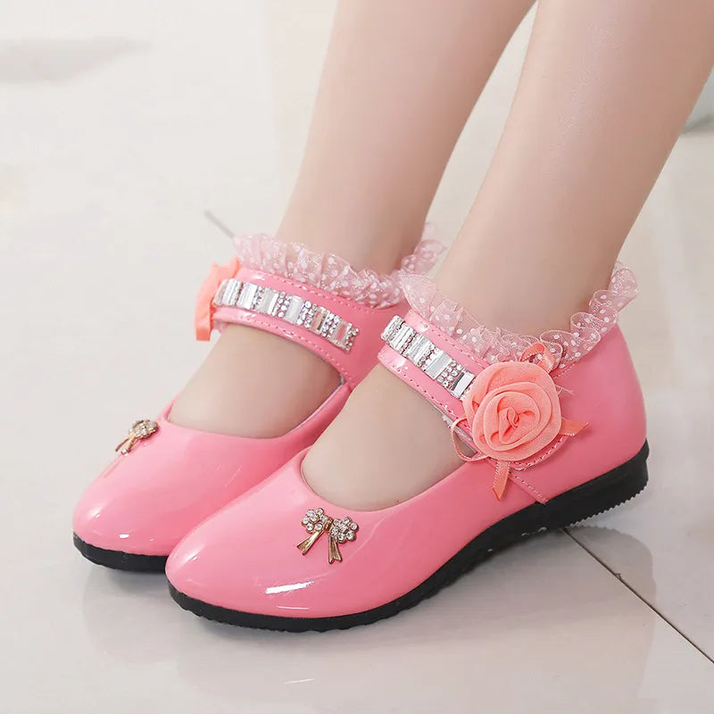 2020 New Children Elegant Princess PU Leather Sandals Kids Girls Wedding Dress Party Beaded Shoes For Girls - Giftcare 