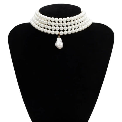 Layered Short Imitation Pearl Choker Necklace for Women - Giftcare 