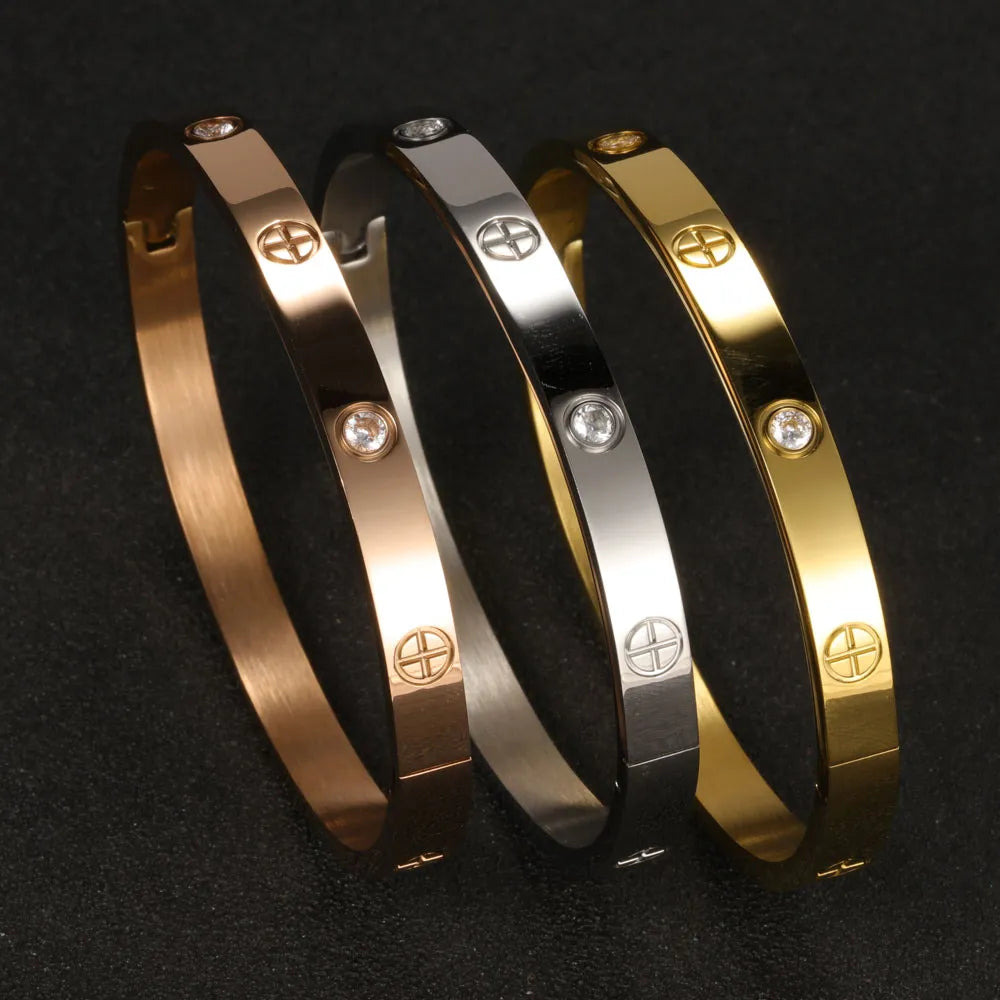 XUANHUA Stainless Steel Cuff Bracelets Bangles For Women Fashion Jewelry Charm Jewelry Accessories Crystal Bracelet loves - Giftcare 