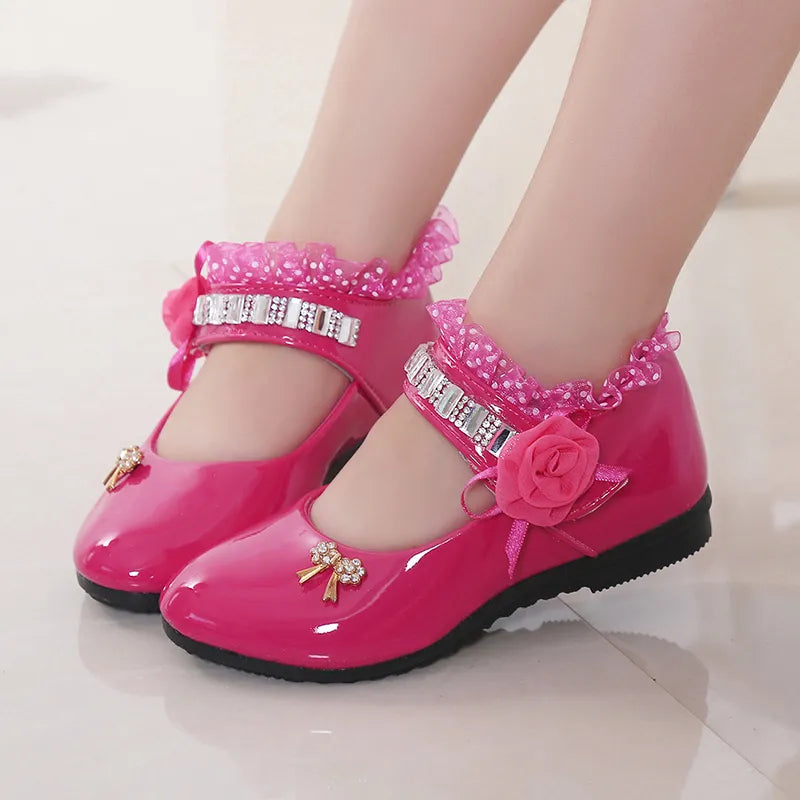 2020 New Children Elegant Princess PU Leather Sandals Kids Girls Wedding Dress Party Beaded Shoes For Girls - Giftcare 