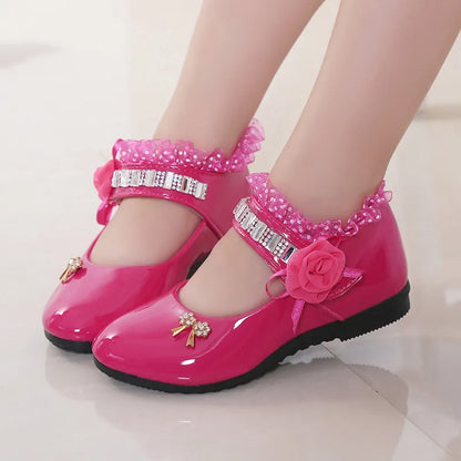 2020 New Children Elegant Princess PU Leather Sandals Kids Girls Wedding Dress Party Beaded Shoes For Girls - Giftcare 