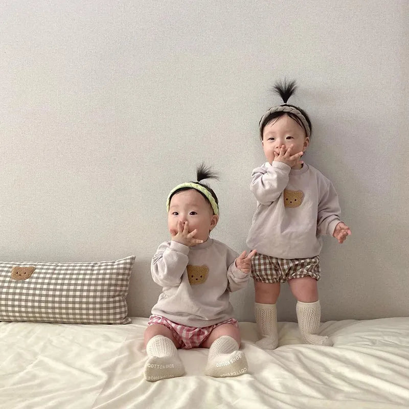 Baby Hoodies Toddler Sweatshirts Bear Embroidery Girls Tops Infant Outfit - Giftcare 