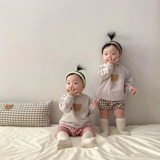 Baby Hoodies Toddler Sweatshirts Bear Embroidery Girls Tops Infant Outfit - Giftcare 