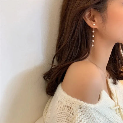 Trend Simulation Pearl Long Earrings Female Moon Star Flower Rhinestone Wedding Pendant Earrings Fashion Korean Jewelry Earrings - Giftcare 