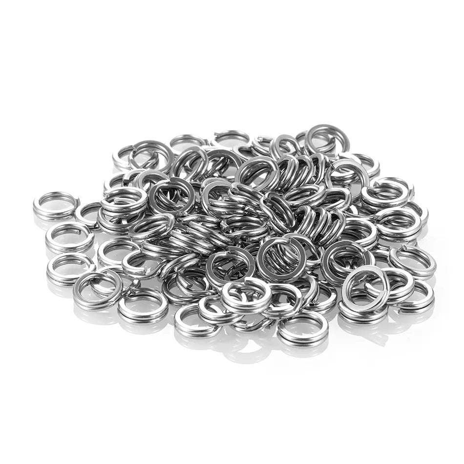 100pcs Fishing Split Rings 3.7-14MM Crank Hard Bait Snap Silver Stainless Steel Double Loop Split Open Carp Fishing Lure Pesca - Giftcare 
