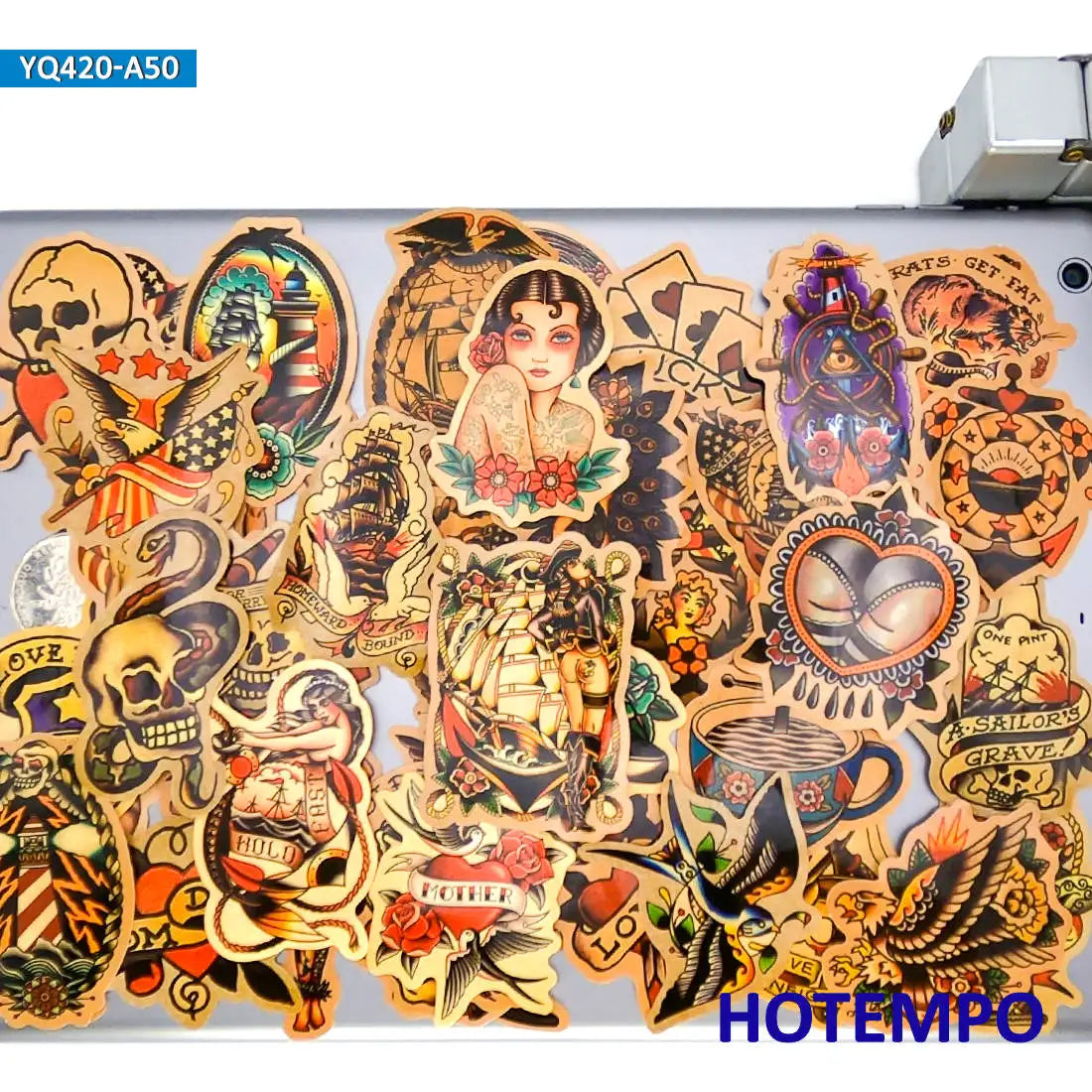 50pcs Mixed Sexy Beauty Old School Sailor Tattoo Art Fashion Funny Sticker for Phone Laptop Case Guitar Skateboard Bike Stickers