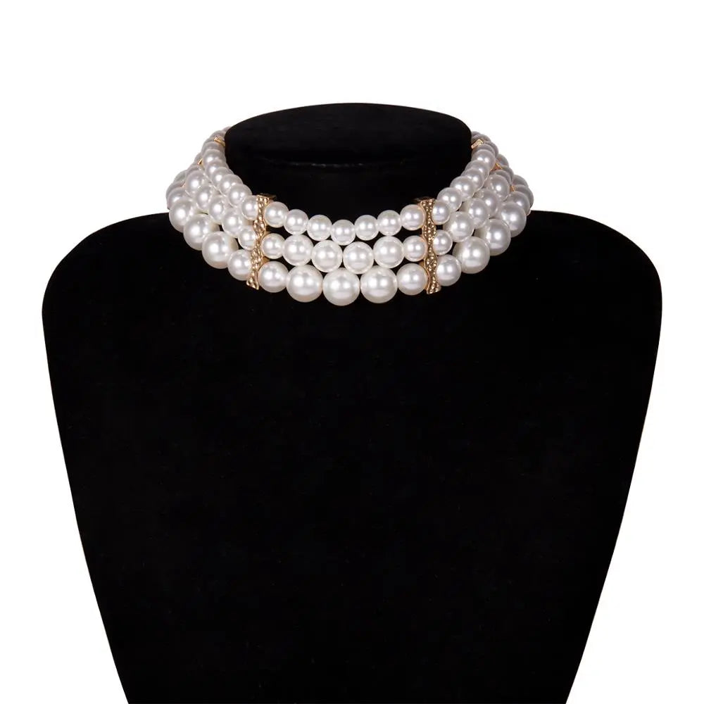 Layered Short Imitation Pearl Choker Necklace for Women - Giftcare 