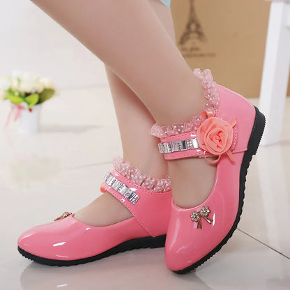2020 New Children Elegant Princess PU Leather Sandals Kids Girls Wedding Dress Party Beaded Shoes For Girls - Giftcare 