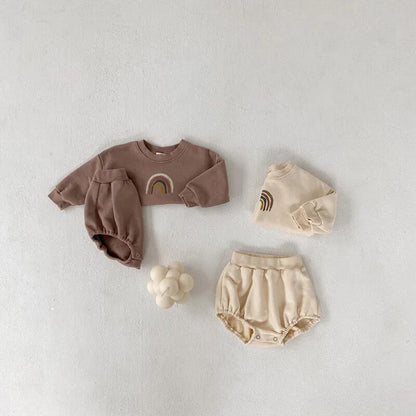 MILANCEL baby clothes autumn baby hoodies and bloomer 2 pcs baby boys clothes set cute rainbow infant girls suit - Giftcare 