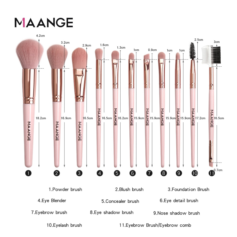 MAANGE Makeup Brushes Pro Pink Brush Set - Giftcare 