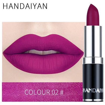 Handaiyan Sexy Nude Red Brown Purple Lipgloss Matte Lip Gloss Velvety Lipstick Matte Waterproof Makeup Long Lasting Cosmetic - Giftcare 