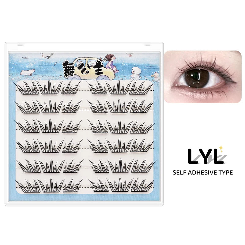 DINGSEN Self Adhesive Cluster Lashes 6 Rows Individual Eyelashes No Glue Needed Korean Makeup DIY Eye Lash Natural Eyelash