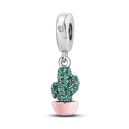 Silver Plated Charms For Woman Summer Green Cactus Avocado Beads Fit Original Bracelet Necklace DIY Dangle Charms
