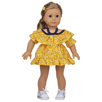 Toy Accessorie White Fashion Dress For 43 Cm Baby New Born Dolls For 18 Inch American Doll Toys For Girl's Gift