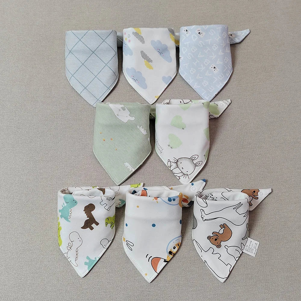 8 Pieces Baby Bibs Bandana Triangle Cotton Soft Infant Feeding Burp Cloth Newborn Teething Slaiva Towel Boy Girl Accessories