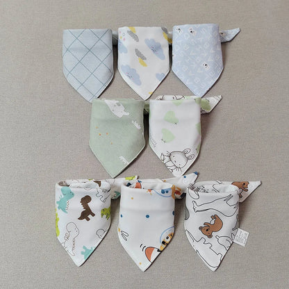 8 Pieces Baby Bibs Bandana Triangle Cotton Soft Infant Feeding Burp Cloth Newborn Teething Slaiva Towel Boy Girl Accessories