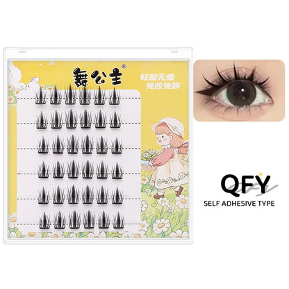 DINGSEN Self Adhesive Cluster Lashes 6 Rows Individual Eyelashes No Glue Needed Korean Makeup DIY Eye Lash Natural Eyelash