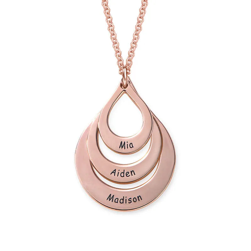 Personalized Jewelry Water Drop Family Name Necklaces Stainless Steel Customized Necklaces & Pendants Women Mother's Day Gift - Giftcare 