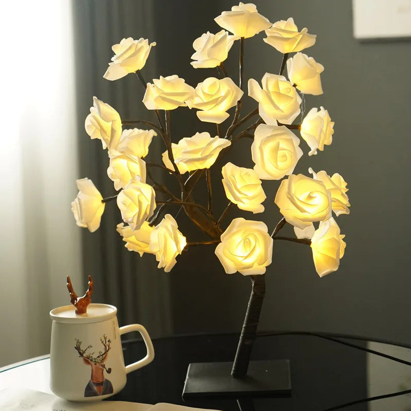 Table Lamp Rose Flower Tree Rose Flower Lighting Home Decoration