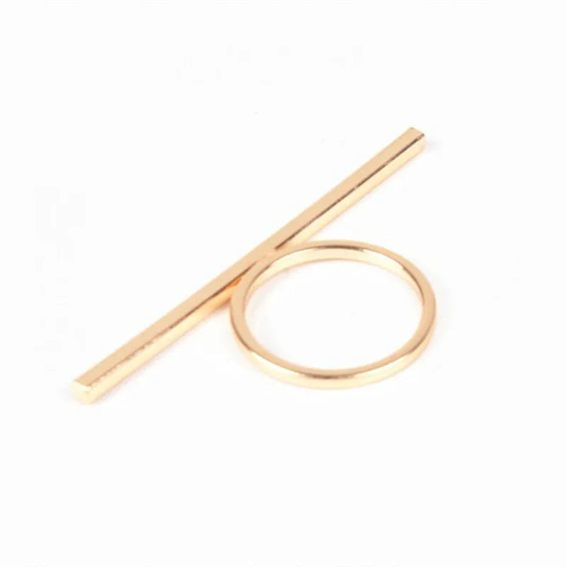 One Word Ring Metal Long Bar Rings  Punk Exaggerated Knuckle Joint Rings For Women Finger Accessories Jewelry Gift