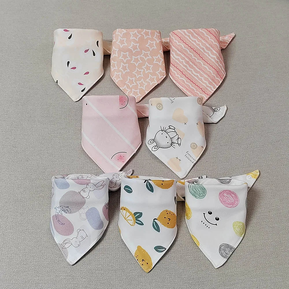 8 Pieces Baby Bibs Bandana Triangle Cotton Soft Infant Feeding Burp Cloth Newborn Teething Slaiva Towel Boy Girl Accessories