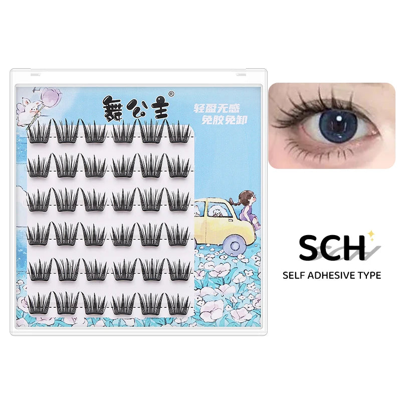 DINGSEN Self Adhesive Cluster Lashes 6 Rows Individual Eyelashes No Glue Needed Korean Makeup DIY Eye Lash Natural Eyelash
