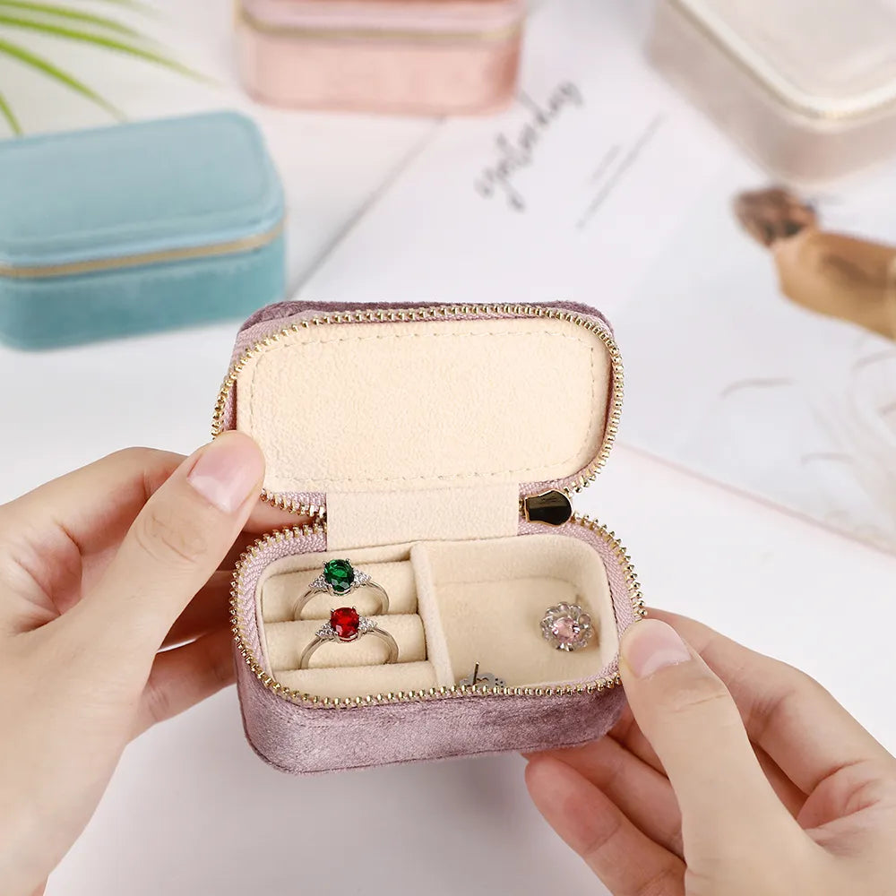 Mini Velvet Jewelry Organizer Box for Women Travel Portable Earrings Ring Necklace Storage Jewelry Packaging Display Box Joyero - Giftcare 