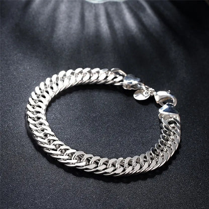 Fine 925 Sterling Silver Noble Nice Chain Solid Bracelet for Women Men Charms Party Gift Wedding Fashion Jewelry Hot Model.Free shipping