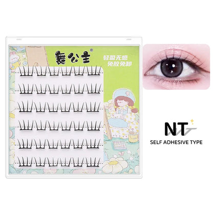 DINGSEN Self Adhesive Cluster Lashes 6 Rows Individual Eyelashes No Glue Needed Korean Makeup DIY Eye Lash Natural Eyelash