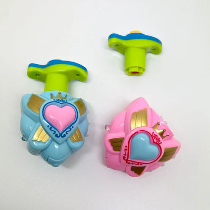 Flashing Spinning Twirl Top Children Light up Toy, Fruit Animal Shapes Heart Crown, LED, Music Gyroscope Launcher Birthday Gift