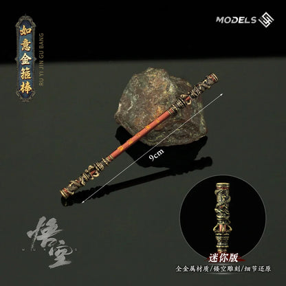 9cm/3.54in Black Myth: Wukong Mini At-Will Gold-banded Staff Monkey Sword Weapon Model All Metal Crafts Collectible Toys Gifts