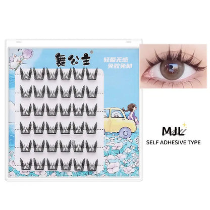DINGSEN Self Adhesive Cluster Lashes 6 Rows Individual Eyelashes No Glue Needed Korean Makeup DIY Eye Lash Natural Eyelash