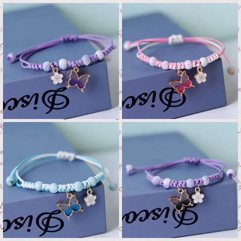 Rinhoo Fashion Handmade Purple Butterfly Flower Bracelet For Women Charm Sweet Animal Pendant Braided Bracelets & Bangle Jewelry - Giftcare 