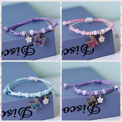 Rinhoo Fashion Handmade Purple Butterfly Flower Bracelet For Women Charm Sweet Animal Pendant Braided Bracelets & Bangle Jewelry - Giftcare 