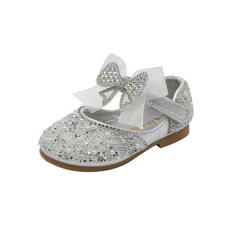 AINYFU New Children's Sequined Leather Shoes Girls Princess Rhinestone Bowknot Single Shoes 2023 Fashion Baby Kids Wedding Shoes - Giftcare 