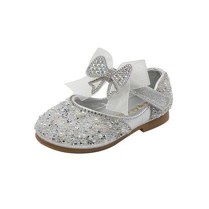 AINYFU New Children's Sequined Leather Shoes Girls Princess Rhinestone Bowknot Single Shoes 2023 Fashion Baby Kids Wedding Shoes - Giftcare 