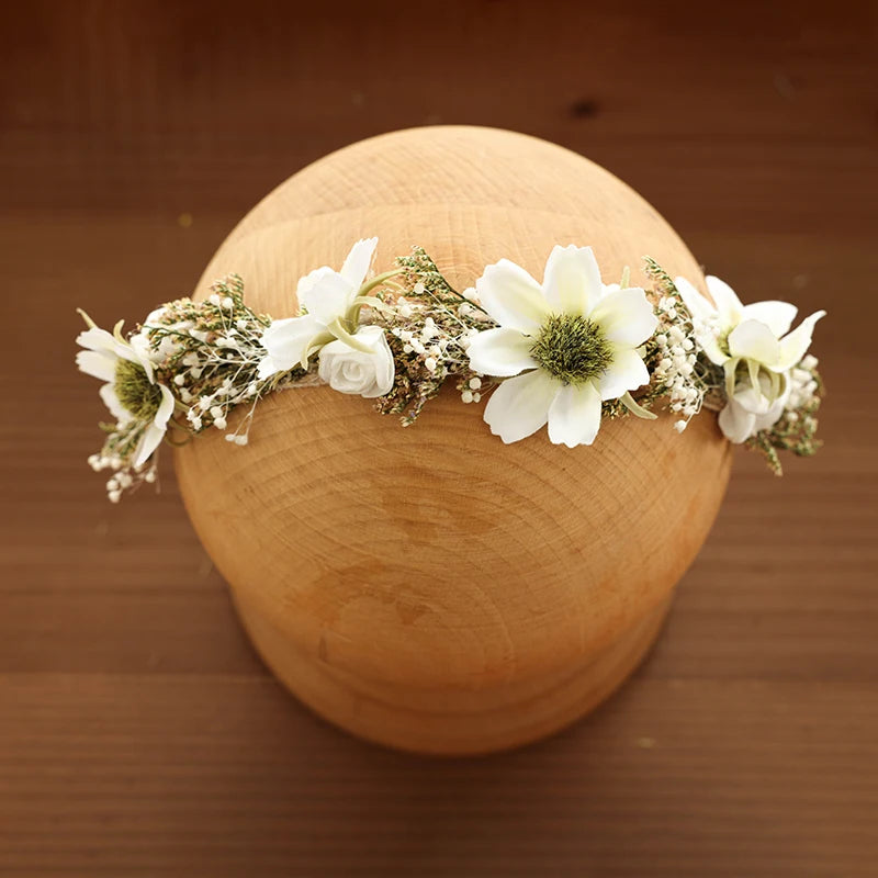 Baby Photography Accessories Full Moon Baby Artificial Flower Headband Decoration Adjustable Floral Headwear Newborn Photo Props