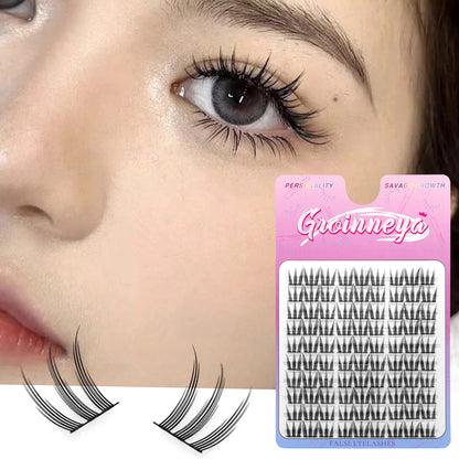 GROINNEYA  DIY Eyelashes Natural Eyelash extension Cluster Natural Look Individual Lashes Mixed Tray Lashes Cluster Lashes