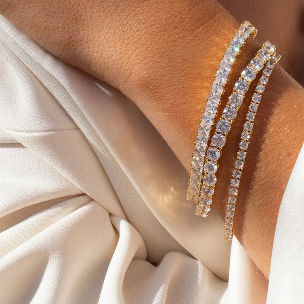 Tennis Chain Bracelets For Women Fashion Small Cubic Zircon Crystal Rose Gold Color Wedding Party Friends Gift Jewelry KC128M - Giftcare 