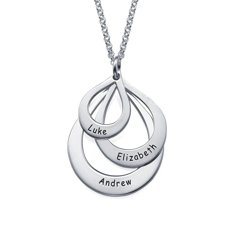 Personalized Jewelry Water Drop Family Name Necklaces Stainless Steel Customized Necklaces & Pendants Women Mother's Day Gift - Giftcare 