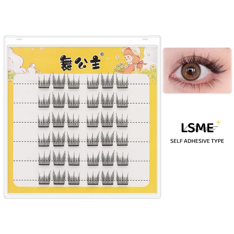 DINGSEN Self Adhesive Cluster Lashes 6 Rows Individual Eyelashes No Glue Needed Korean Makeup DIY Eye Lash Natural Eyelash