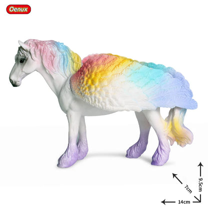 Oenux Fairy Tale Fly Horse Mythical Alpaca Elf Pegasus Action Figures Animal Model Collection Cute Girl Birthday Gift Kids Toy